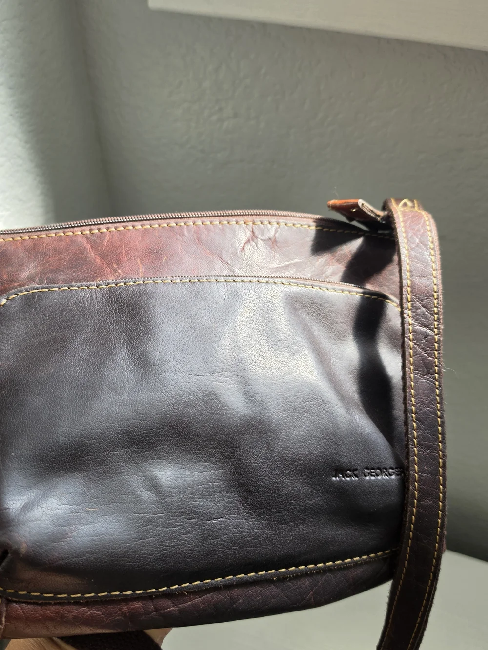Jack George's Brown Leather Crossbody Bag